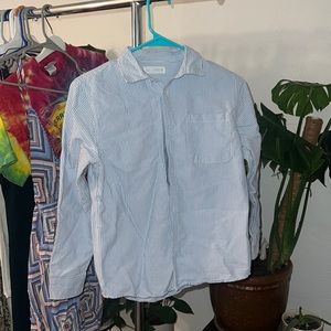 Zara striped long sleeve linen shirt